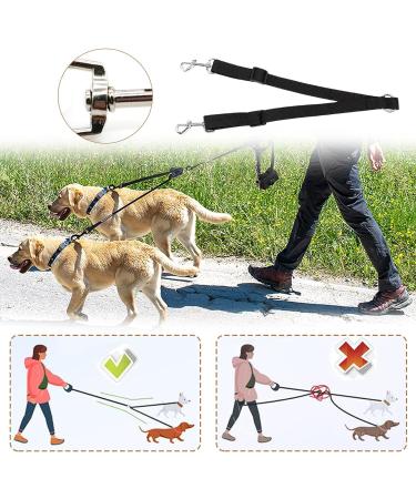 Double Dog Lead Double Ended Lead For Dogs Adjustable Double Lead For 2 Dogs 360 Rotation Dog Leash Coupler Double Dog Lead For Walking 2 Dogs No Tangle(Black) - Buy Online on GoSupps.com
