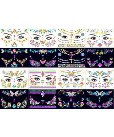 MONEY MONEY Neon Glow Face Stickers - UV Neon Fluorescent Makeup Face Decals Supplies Glowing Waterproof Decals for Halloween Festival Bar - Buy Online on GoSupps.com