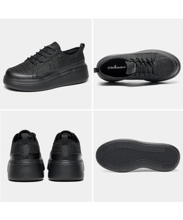 OrthoComfoot Womens Arch Support Walking Shoes - Plantar Fasciitis Relief, Comfortable Fashion Sneakers for Flat Feet - 9 W1, All Black - Buy Online on GoSupps.com