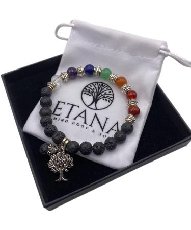 ETANA Chakra Bracelet Healing Crystals (No card Lava stone) No card Lava stone
