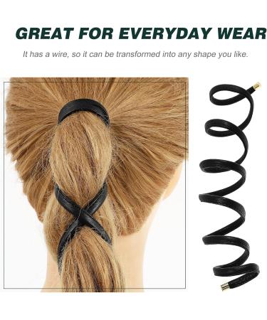 FRCOLOR Spiral Lock Hair Tie Dreadlock Accessory PU Leather Long Bendable Hair Tie for Women Men Thick Curly Hair Wraps (Black) - Buy Online on GoSupps.com