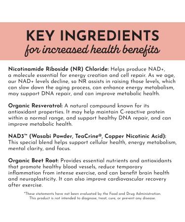 JUST INGREDIENTS NAD+ Supplement 60 Capsules Supports Cellular Energy Healthy Aging Mitochondrial Function & DNA Repair with Nicotinamide Riboside Resveratrol Beet Root & NAD3 Complex - Buy Online on GoSupps.com