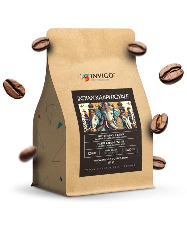 Invigo Filter Coffee Beans 340g - Whole Coffee Beans Small Batch & Local Premium Roasting Vegan & Gluten-Free Gift for Coffee Lovers Whole Bean Indian Kaapi Royale