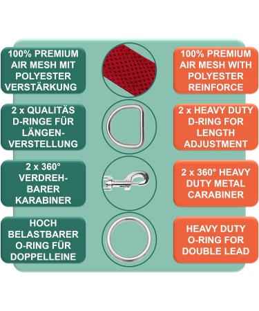 Dey Premium Air Mesh Dog Leash 2m | 3-Way Adjustable | For Small to Large Dogs | Multiple Colors Available | Durable Puppy & Cat Leash | Red 2.5 x 200 cm - Buy Online on GoSupps.com