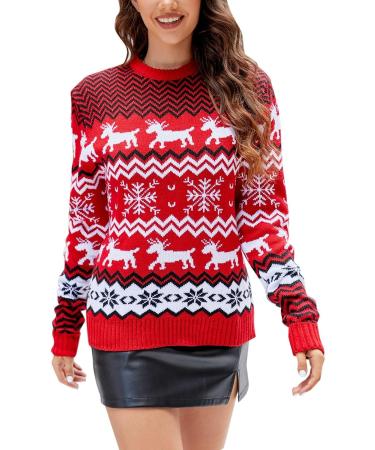 Shop Stylish Women's Christmas Jumpers | Cozy Cashmere Sweater Sale - 21-Red M - Buy Online on GoSupps.com