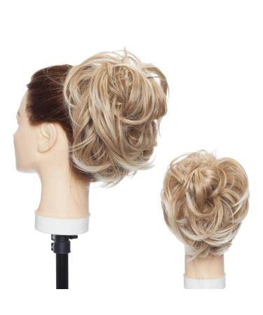 Thick 80g Large Hair Tie Extensions | Messy Bun Updos | Voluminous Real Hair Look | Strawberry Blonde & Platinum Mix - Buy Online on GoSupps.com