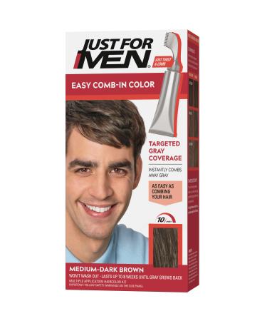 Just For Men Easy Comb-In Color Mens Hair Dye  Easy No Mix Application with Comb Applicator - Medium-Dark Brown  A-40  Pack of 1 Pack of 1 Medium-Dark Brown A-40