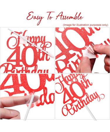 Reusable Gold Glitter Happy Anniversary Cake Topper - Double-Sided Groom & Bride Wedding Decoration - Buy Online on GoSupps.com