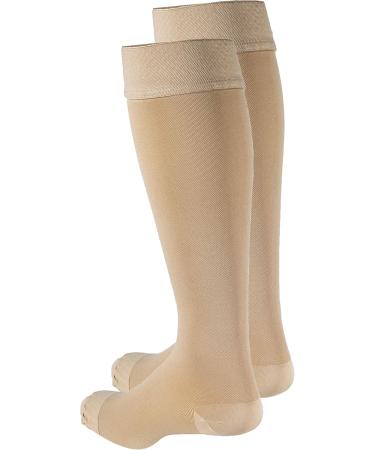 Truform 20-30 mmHg Compression Stockings for Men & Women | Knee High Closed Toe Beige | Small Size (1 Pair - Buy Online on GoSupps.com