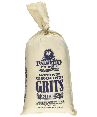 Palmetto Farms Mixed Yellow and White Stone Ground Grits 2 LB - Non-GMO - Just All Natural Corn, No Additives - Naturally Gluten Free, Produced in a Wheat Free Facility - Grinding Grits Since 1934