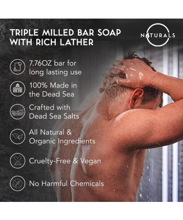 Men's Exfoliating Bar Soap Set - Natural Organic Cedarwood Mint Body Soap for Men - African Black Woodsy Scent - 3-Pcs Pack - Buy Online on GoSupps.com