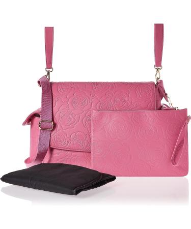 Leather Crossbody Baby Diaper Bag | Multifunctional Baby Bags for Moms & Dads | Bubble Gum Pink - Rose - Buy Online on GoSupps.com
