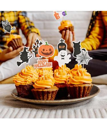 HOKPA Halloween Cupcake Toppers 36 Pcs Witch Ghost Pumpkin Food Cupcake Picks for Halloween Theme Party Festival Decoration - Buy Online on GoSupps.com