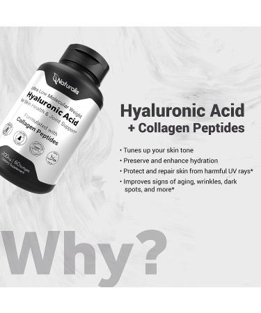 Naturalis Hyaluronic Acid 200mg  10x Better Absorption Ultra Low Molecular Weight with Collagen  Biotin  Selenium & Vitamin E | Hair  Skin  Nails & Joint Supplements | 60 Softgels 60 Count (Pack of 1) - Buy Online on GoSupps.com