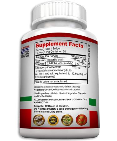 Pure Healthland Non-GMO Cranberry Concentrate Softgels - 60 UTI Support Pills - Buy Online on GoSupps.com
