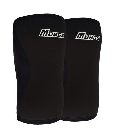 Murgs V2 7mm Weightlifting Knee Sleeves Pair for Functional Fitness Cross Training Olympic Lifting Weight Lifting and Powerlifting - Heavy Duty Neoprene Design for Men & Women - Unisex (XXL) 2X-Large Black