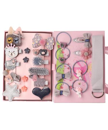 Seatecks 24 pieces girl hair clips set gift box hair clip hair clip nice party bowknot flower multi style hairpin pink for little girl baby children's gray - Buy Online on GoSupps.com