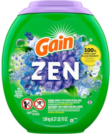 Gain Super Sized Flings Laundry Detergent Pacs Zen 3-in-1 Detergent Pacs with Febreze and Oxi 45 Count Zen 45 count (Pack of 1) - Buy Online on GoSupps.com