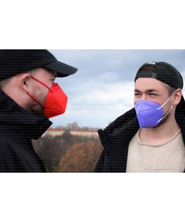 ProMedicalCare FFP2 Colored Face Masks - 100 Pack Red Individually Packed for International Shipping - Buy Online on GoSupps.com