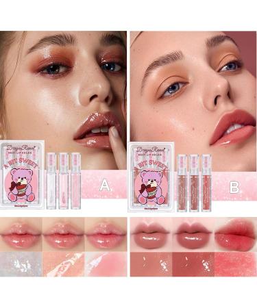 6 Colors Cute Bear Lip Glaze Set | Moisturizing Glitter Lip Gloss for Women & Girls | Tinted Shiny Lip Oil - Perfect Party Gift - Buy Online on GoSupps.com