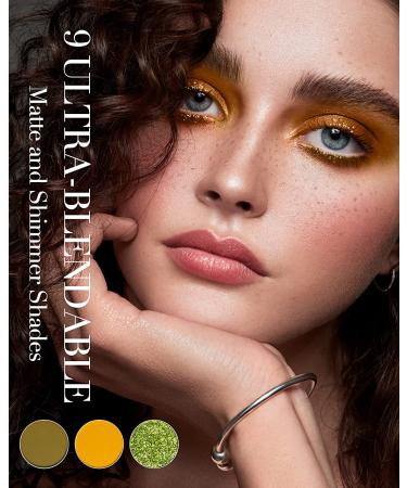 Green Eyeshadow Palette - 9 Matte and Shimmer Colors for Blendable High Pigmented Eye Makeup (#1 Green) - Buy Online on GoSupps.com