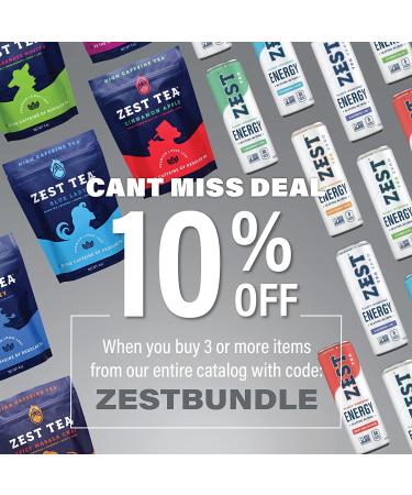 Zest Plant Powered Natural Energy Drink Variety Pack - 150mg Caffeine + 100mg L-Theanine - 12oz Can, 12 Pack - Low Sugar, 60 Calories - Healthy Coffee Substitute - Non GMO Assorted Flavors - Buy Online on GoSupps.com