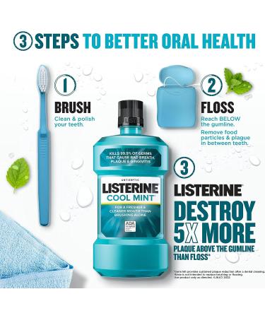 Listerine Cool Mint Antiseptic Mouthwash 1.5 L - Fight Bad Breath & Gingivitis - Buy Online on GoSupps.com