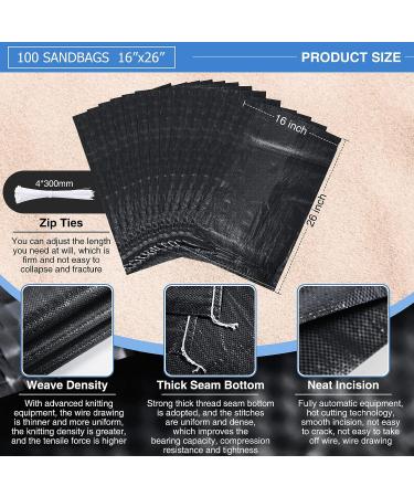 Remagr 100 Pieces Empty Sandbag 16 x 26 Inch Heavy Duty Sand Bags Woven Polypropylene Sand Bags Bulk with Ties Strings Outdoor UV Protection for Emergency Flooding Hurricane Season Supplies  Black - Buy Online on GoSupps.com