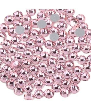 Beadsland 288 pieces flat back rhinestones nail crystals rhinestones for nails light pink ss30 (6.4-6.6mm) light pink ss30/288pcs