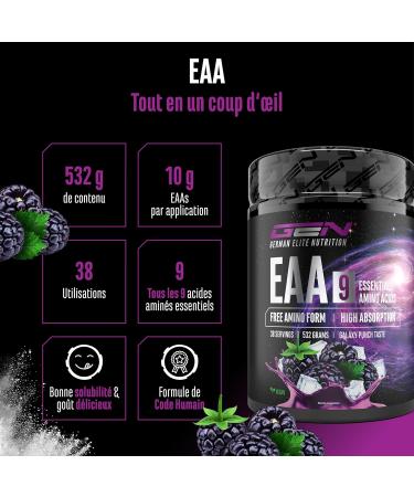  GEN GERMAN ELITE NUTRITION EAA Powder 532g (38 servings) - The 9 essential amino acids including histidine & BCAAs - Human Code Formula - Vegan - Very - Buy Online on GoSupps.com