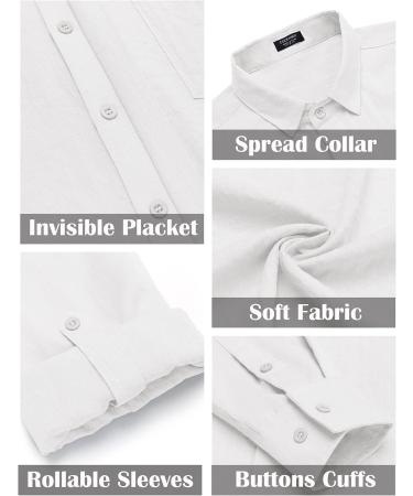 COOFANDY Men's 2 Piece Linen Shirts Set - Summer Beach Outfit, White, X-Large - Buy Online on GoSupps.com
