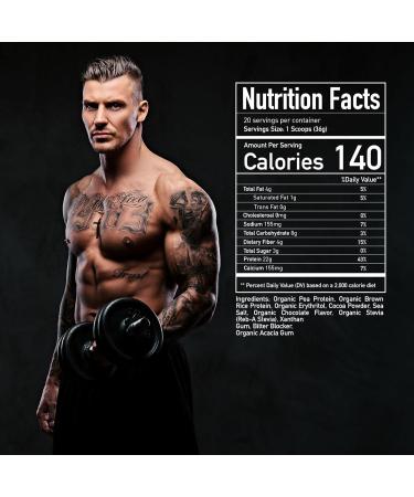 Creamy Chocolate Plant Protein - 22g Pea Protein Gluten Free Non-GMO - 20 Servings for Muscle Gain - Low Sugar - Buy Online on GoSupps.com
