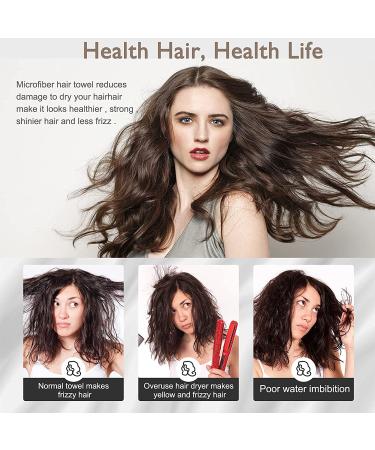 3 Pack Microfiber Hair Towel Wrap - Super Absorbent Fast Drying Caps for Curly, Long & Thick Hair | BEoffer Turbans in Gray, Pink & Blue - Buy Online on GoSupps.com