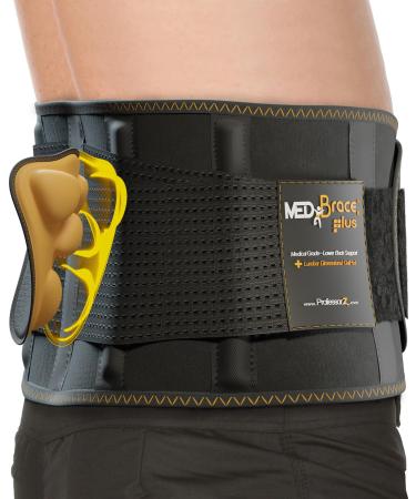 MEDiBrace Plus Back Support Belt Back Brace with Ergonomic Lumbar Pad - Lower Back Pain Relief for Men and Women - Medical Grade Orthopaedic Waist Compression for Sciatica or Bad Posture (Small) 21" to 30" (54-76cm) Small