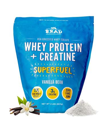 B.rad Superfuel - Grass Fed Whey Protein Isolate Boosted with Creatine | Farm-Fresh Easy-to-Digest Clean Ingredients | 2 Pounds | 100% USA Sourced | Vanilla Bean Vanilla 2 Pound (Pack of 1)