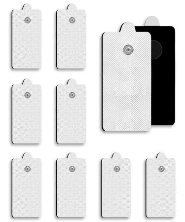 10-Pack TENS Unit Replacement Pads Rectangular Snap TENS Electrode Pads with self-Adhesion for 50 Times AVCOO Latex-Free 1.8X3.8 TENS Pads Compatible with TENS EMS Devices Use 3.5mm Button Leads 01-White