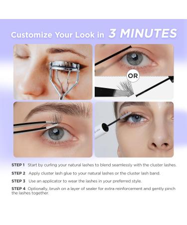 BEYELIAN Cluster Lashes D+ Curl 84 Pcs Kit with Lash Bond and Seal - False Eyelashes Extension Set with Super Thin Band Glue for Individual Cluster Lashes - Buy Online on GoSupps.com