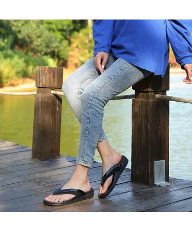 Sounity Women's Orthotic Walking Flip Flops - Arch Support Sandals for Plantar Fasciitis Relief | Lightweight & Comfortable Outdoor Sandals | Size 8, Color: Black - Buy Online on GoSupps.com