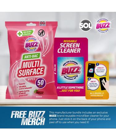 200pk Rhubarb Scented Antibacterial Wipes - Kills 99.9% of Bacteria | Anti Bac Kitchen & Screen Cleaner - Buy Online on GoSupps.com