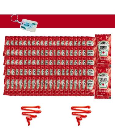 Heinz Ketchup Single Serve Packets - 100 Count 8ml Each | Convenient Individual Portions | Ideal for On-the-Go Picnics and Restaurants and a one of a kind Abstract Art Keychain by PaLiSoL CREATiONS!