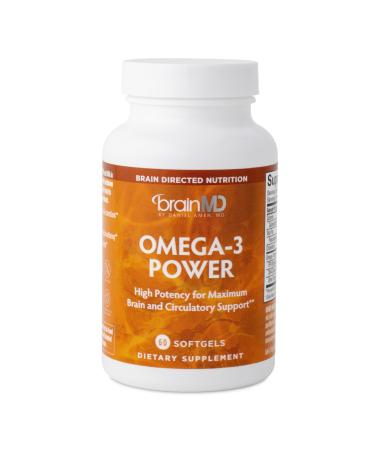 BRAINMD Dr Amen Omega-3 Power - 60 Capsules - Joint & Immune Support Supplement - Contains DHA & EPA - Gluten Free - 30 Servings 30 Servings (Pack of 1)
