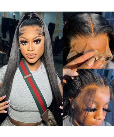 22 Inch Straight Human Hair Lace Front Wig | HD Transparent Lace Frontal Wig with Baby Hair | Pre Plucked & Glueless | Natural Color - Buy Online on GoSupps.com