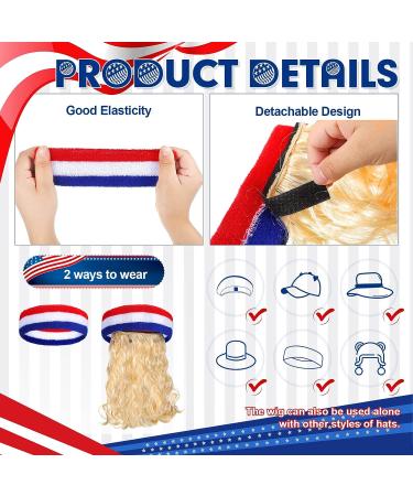 Mullet Wig USA Headband American Flag Style 4th of July Accessories - Blonde/Brown - Buy Online on GoSupps.com