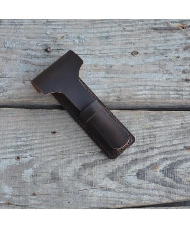 JJNUSA Handmade Leather Travel Bag for Double-Cut Razors | Old Fashioned Shaving Accessories for Men - Brown Razor Plane Case - Buy Online on GoSupps.com