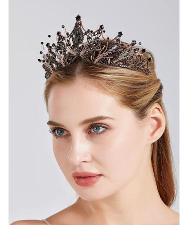 SH Ancient Gold Queen Crown for Women - Handmade Rhinestone Wedding Tiara for Bride | Crystal Headband Tiara for Halloween Costume and Birthday Accessories - Buy Online on GoSupps.com