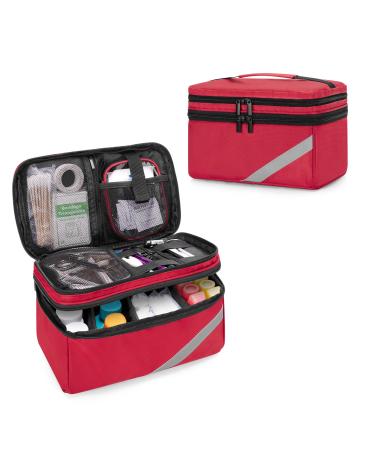 Trunab storage bag for medical care and medication first aid box for emergency medicine dietary supplements and weekly tablet organizers red