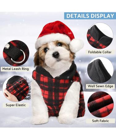 Winter Fabric Dog Sweater with Leash Ring - Plaid S | Warm Fleece Vest Pullover Jacket for Small Dogs and Cats - Buy Online on GoSupps.com