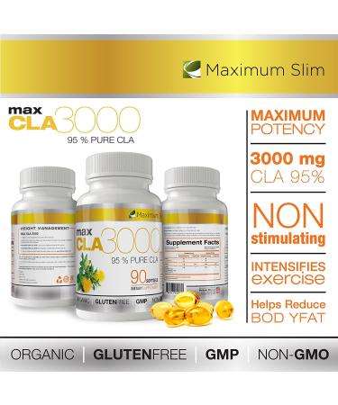 MAX CLA 3000: High Potency Natural Weight Loss & Muscle Enhancement - 95% Pure CLA - 90 Count - Buy Online on GoSupps.com