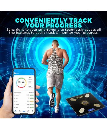 Smart Digital Solar Powered Body Fat Scale for Precise Weight, BMI, and Body Composition Tracking - Smartphone App for Progress Monitoring - Buy Online on GoSupps.com