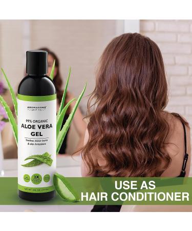Organic Aloe Vera Gel for Face, Skin, Hair, Sunburn Relief - Extra Strength Concentrated Formula by Aromasong - Buy Online on GoSupps.com